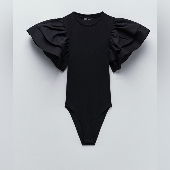 Zara black puff sleeve bodysuit Clearance